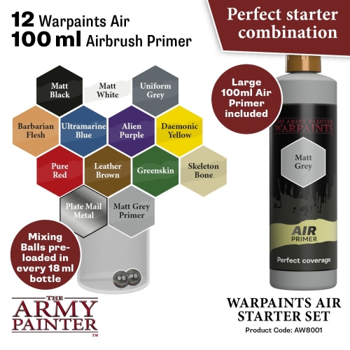 Preview: The Army Painter Warpaints Air Starter Set inkl. Farben (g.P. 1L= 129,75€)